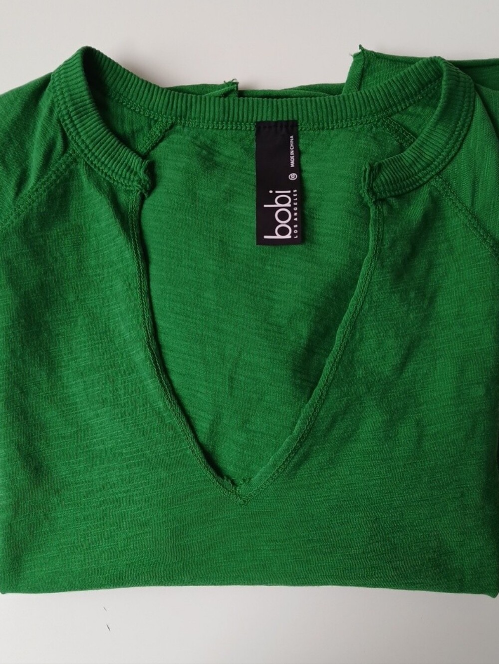 Bobi V Neck Crop T Shirt Green Women's XS - Picture 7 of 7